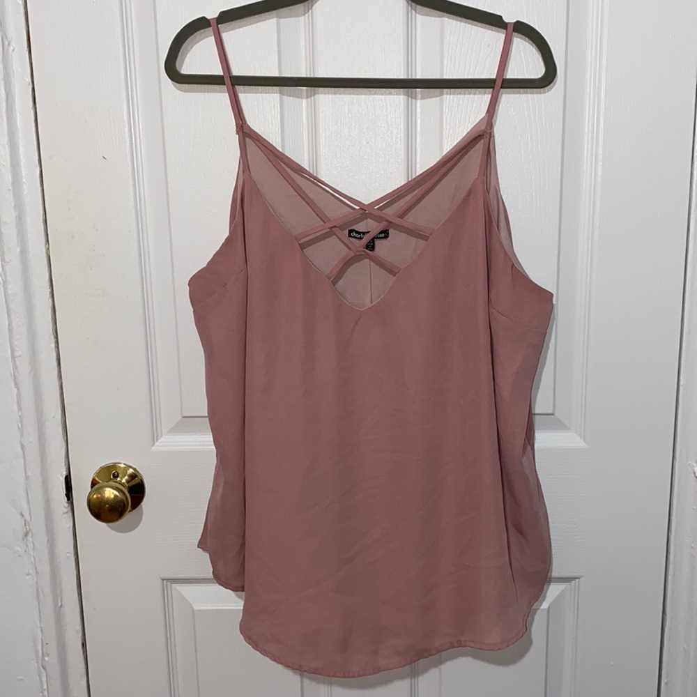 Charlotte Russe Pink Strap Cage CrissCross Flowy Top Plus Size 2X